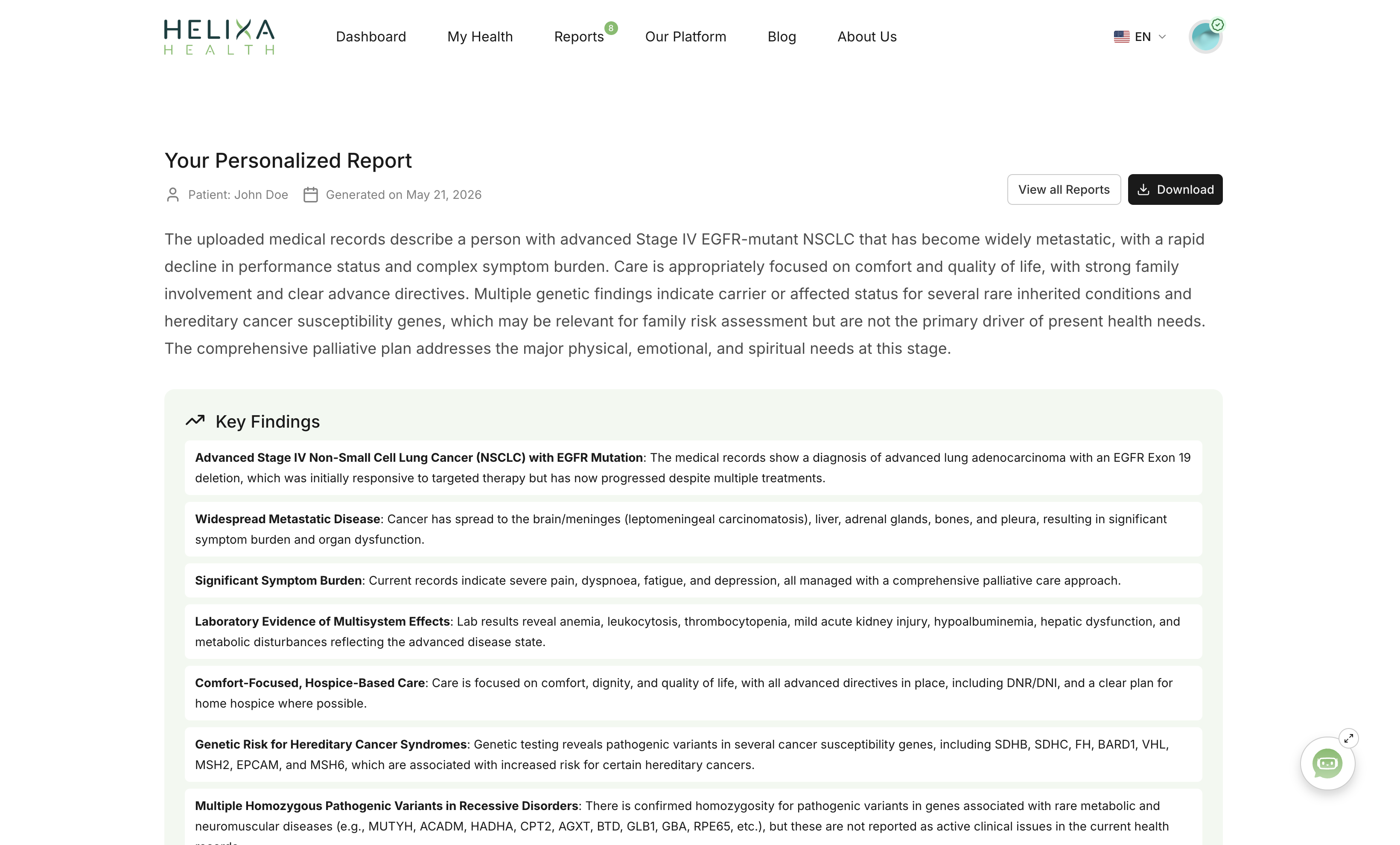 Personalized health report