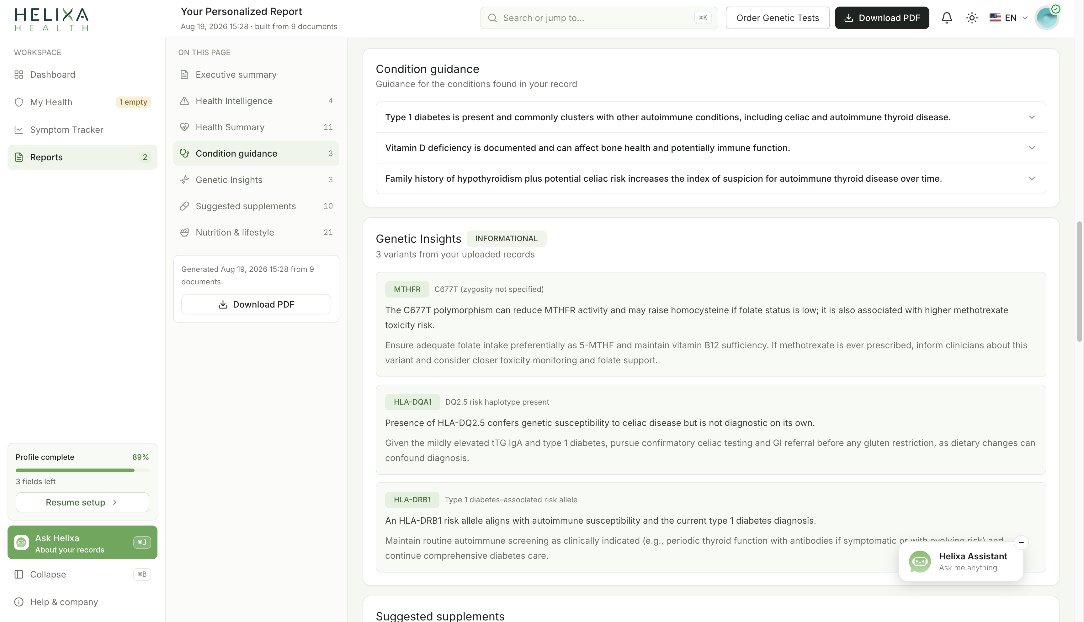 Condition guidance and genetic insights